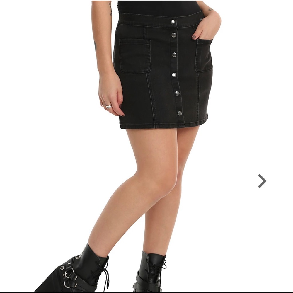 Blackheart Black Denim Snap Front Skirt